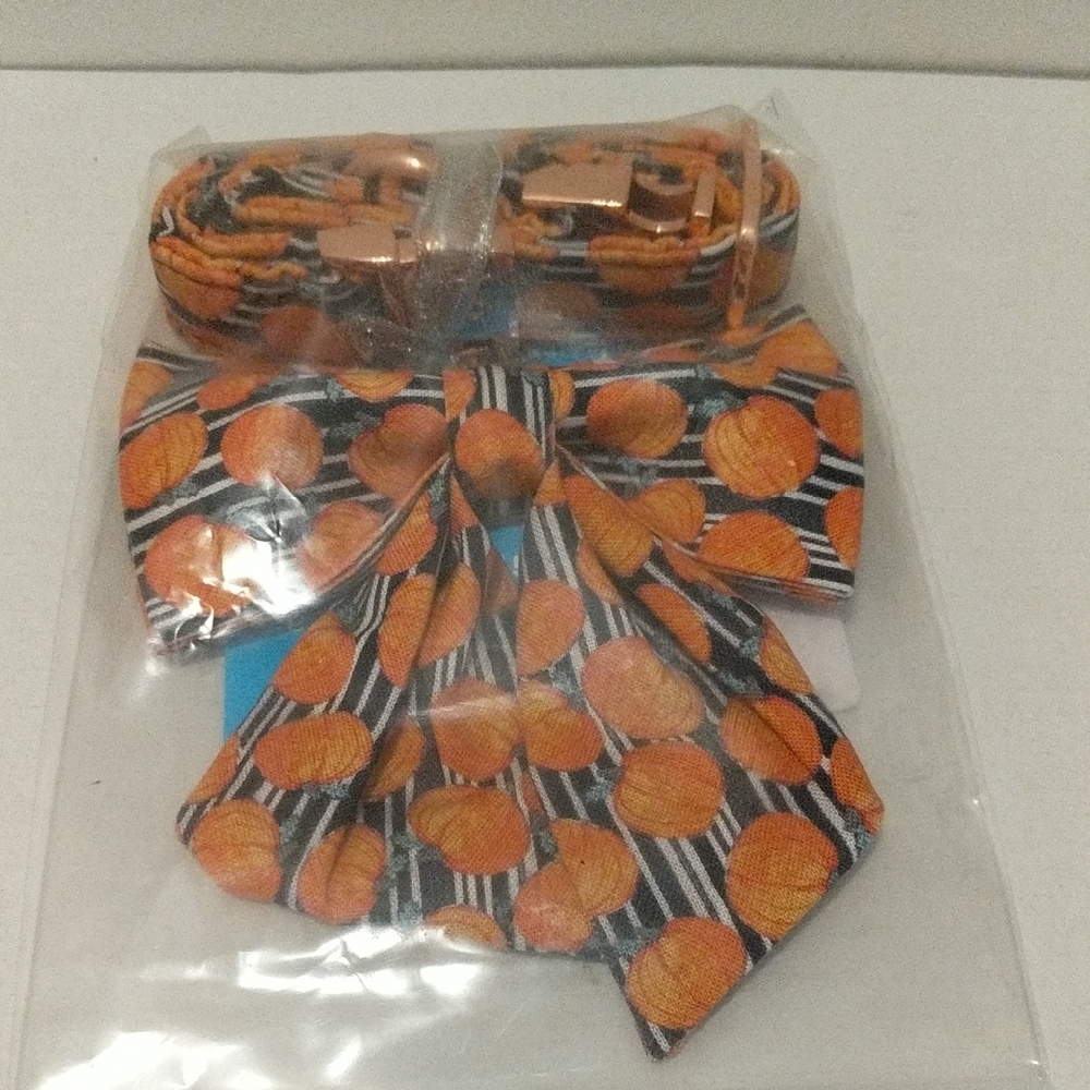 Halloween Orange Dog Collar with Bow Large Dogs 🆕